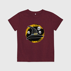 Футболка хлопковая детская Мультяшная шляпа ведьмы с черепами, цвет: меланж-бордовый