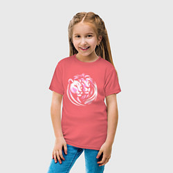 Футболка хлопковая детская Львиная пара, цвет: коралловый — фото 2