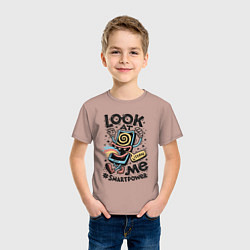 Футболка хлопковая детская Смотри, цвет: пыльно-розовый — фото 2