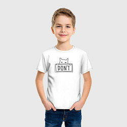 Футболка хлопковая детская Котик dont black, цвет: белый — фото 2