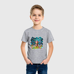 Футболка хлопковая детская Мишка в праздничном колпаке и конфетти: жизнь слиш, цвет: меланж — фото 2