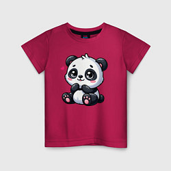 Футболка хлопковая детская Забавная маленькая панда, цвет: маджента