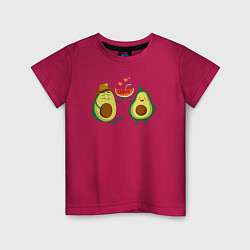 Футболка хлопковая детская Парочка авокадо, цвет: маджента