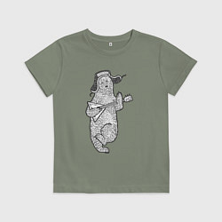 Футболка хлопковая детская Мишутка с балалайкой, цвет: авокадо