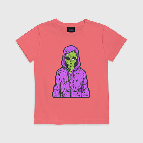 Детская футболка Инопланетянин в худи / Коралловый – фото 1