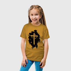 Футболка хлопковая детская Крест католический графика, цвет: горчичный — фото 2
