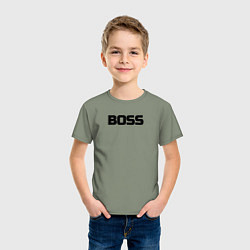 Футболка хлопковая детская Boss по английски, цвет: авокадо — фото 2
