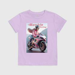 Футболка хлопковая детская Barbie racing - ai art, цвет: лаванда