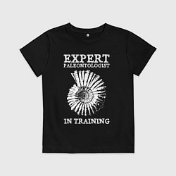 Футболка хлопковая детская Эксперт палеонтолог на стажировке, цвет: черный