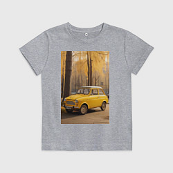 Футболка хлопковая детская Желтый ретро автомобиль, цвет: меланж
