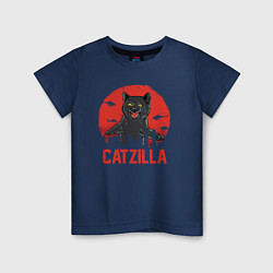 Футболка хлопковая детская Catzilla, цвет: тёмно-синий