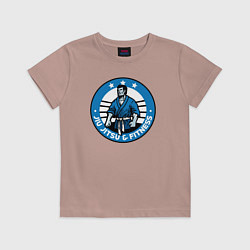 Футболка хлопковая детская Jiu jitsu and fitness, цвет: пыльно-розовый