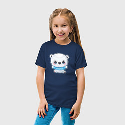 Футболка хлопковая детская Белый полярный медвежонок, цвет: тёмно-синий — фото 2