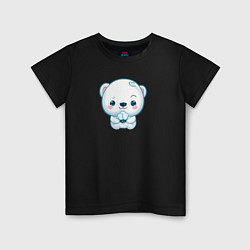 Футболка хлопковая детская Белый полярный медвежонок, цвет: черный