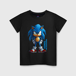 Футболка хлопковая детская Sonic - poster style, цвет: черный