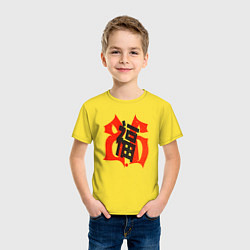 Футболка хлопковая детская Китайский иероглиф счастье, цвет: желтый — фото 2