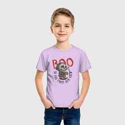 Футболка хлопковая детская Boo to you from our crew, цвет: лаванда — фото 2
