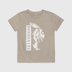 Футболка хлопковая детская Taekwondo fighter, цвет: миндальный