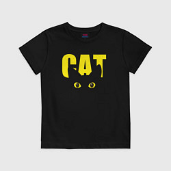 Футболка хлопковая детская Cat облик, цвет: черный