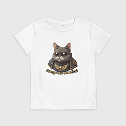Футболка хлопковая детская Котик еретик, цвет: белый