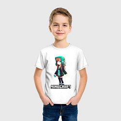 Футболка хлопковая детская Minecraft девушка в наушниках, цвет: белый — фото 2