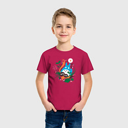 Футболка хлопковая детская Тоторо с одуванчиком, цвет: маджента — фото 2
