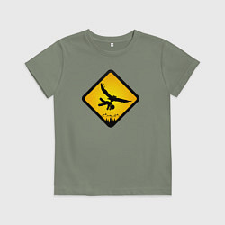Футболка хлопковая детская Знаки опасности- совы, цвет: авокадо