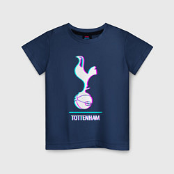 Футболка хлопковая детская Tottenham FC в стиле glitch, цвет: тёмно-синий