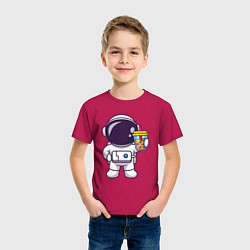 Футболка хлопковая детская Space drink, цвет: маджента — фото 2