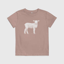Футболка хлопковая детская Белый ягненок, цвет: пыльно-розовый