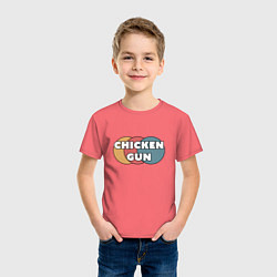 Футболка хлопковая детская Chicken gun круги, цвет: коралловый — фото 2