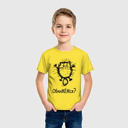 Футболка хлопковая детская Котик обнимашки, цвет: желтый — фото 2