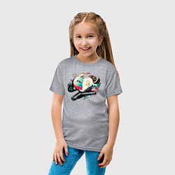 Футболка хлопковая детская Хаотичное сердце с наклейками, цвет: меланж — фото 2