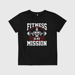 Футболка хлопковая детская Фитнес моя миссия, цвет: черный