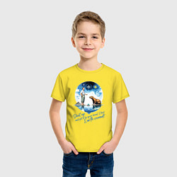 Футболка хлопковая детская Прикол капибара и Илон Маск, цвет: желтый — фото 2
