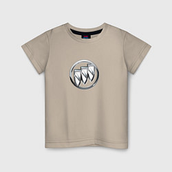 Футболка хлопковая детская Buick logo металик, цвет: миндальный