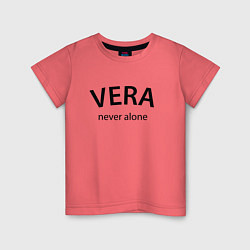 Футболка хлопковая детская Vera never alone - motto, цвет: коралловый