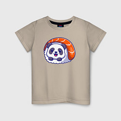 Футболка хлопковая детская Roll panda, цвет: миндальный