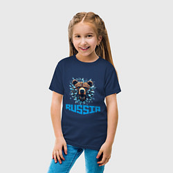 Футболка хлопковая детская Russian bear head, цвет: тёмно-синий — фото 2
