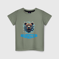 Футболка хлопковая детская Russian bear head, цвет: авокадо