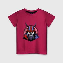 Футболка хлопковая детская Samurai evil face, цвет: маджента