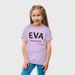 Футболка хлопковая детская Eva never alone - motto, цвет: лаванда — фото 2