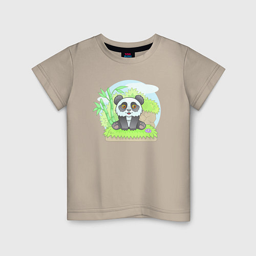 Детская футболка Забавная панда / Миндальный – фото 1
