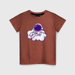 Футболка хлопковая детская Космонавт на облачке, цвет: кирпичный