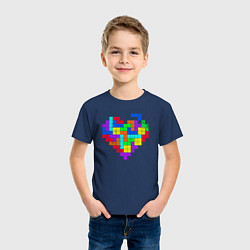 Футболка хлопковая детская Color tetris, цвет: тёмно-синий — фото 2