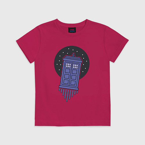 Детская футболка Tardis fly / Маджента – фото 1