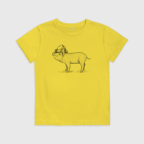 Детская футболка Новогодний минипиг / Желтый – фото 1