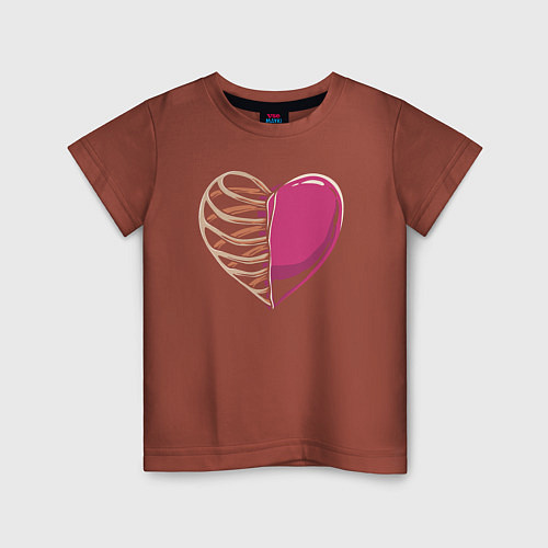 Детская футболка Сердце в груди / Кирпичный – фото 1