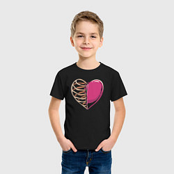 Футболка хлопковая детская Сердце в груди, цвет: черный — фото 2