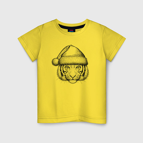 Детская футболка Голова новогоднего тигра / Желтый – фото 1